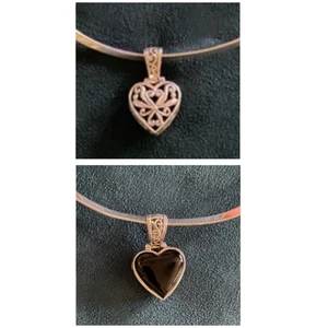 Sterling Silber 925 Wende Onyx HERZ Anhänger Komfort Form Drehmoment Halskette - Bild 1 von 8