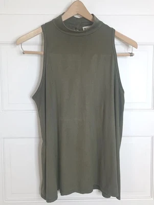 Madison & Berkeley Women's Mock Neck Sleeveless Top Size Large Olive Green - Image 1 of 4