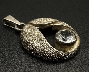 Colgante de plata modernista piedra Finlandia diseñador finlandés 925 colgante spaceage - Imagen 1 de 4