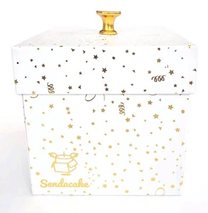Send A Cake Explosion Birthday Gift EMPTY Box WHITE & GOLD DESIGN - Picture 1 of 10