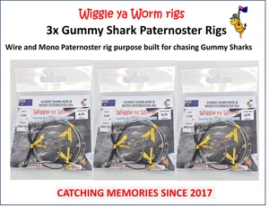 3x Gummy Shark Wire/ Mono Paternoster Rigs 3-way orbital swivel, 4/0, 6/0 & 8/0 - Picture 1 of 15