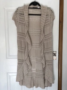 Kenar sweater coat open cardigan flyaway M ruffle collar crochet Edge To Edge - Picture 1 of 7