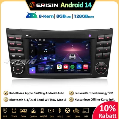 128GB Android 14 Autoradio GPS Navi DAB+DSP Mercedes Benz E/CLS Klasse W211 W219 - Bild 1 von 4