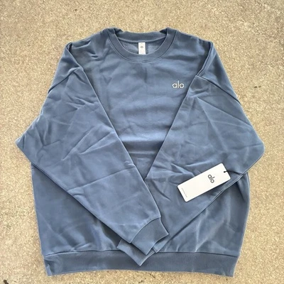 NWT ALO YOGA Accolade Crewneck Pullover Bluestone Sz Large - Image 1 of 4