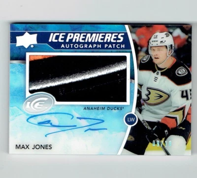 2019-2020 MAX JONES ICE PREMIERES ROOKIE AUTO PATCH 09/10 - Image 1 of 2