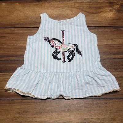 Top de verano sin mangas Oshkosh genuino para niños pequeños con carrusel caballo - talla 2T Foto 1 de 4