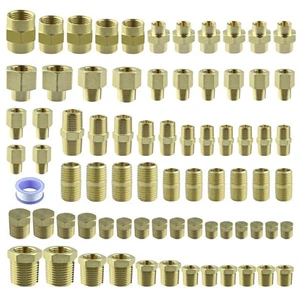 78PCS Brass Pipe Fittings Assortment Kit NPT Adapter, Hex Nipple, Hex Couplin... - Picture 1 of 8