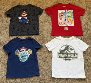 Lot of 4 Old Navy 5T Boys Short Sleeve Shirts - Super Mario/Paw Patrol/Jurassic - Picture 1 of 10