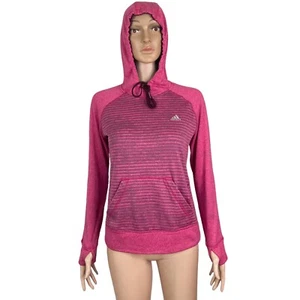 Adidas Ultimate Hoodie Pullover Sweatshirt Hooded Pink Purple Striped Womens Sm - Picture 1 of 12