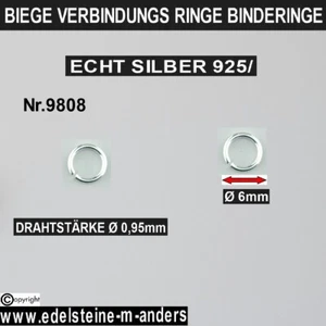 Biegeringe Binderinge Verbindungsringe Ösenringe Echt Silber 6mm DIY - Bild 1 von 1