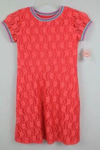 Abito in pizzo per bambina grande PLUS 10 - 12 corallo a linea senza maniche festa alla moda primavera - Foto 1 di 4