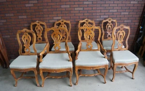 Carved Wood Splat Back Dining Chairs ~ Antique French Dining Chairs ~ Set of 8 - Picture 1 of 16