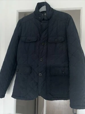 H.E. BY MANGO MENS NAVY QUILTED JACKET MEDIUM - Image 1 of 3