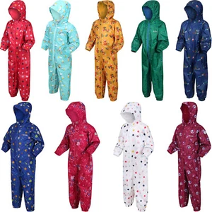 Regatta Unisex Kids Peppa Pig Pobble Print Waterproof Hooded Zip Up Puddle Suit - Picture 1 of 20