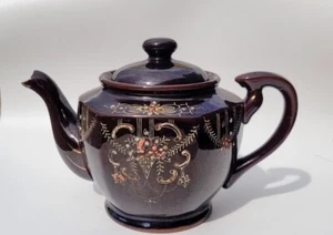 Vintage Moriage Teapot Hand Painted Vintage Redware Japan 6" - Picture 1 of 7