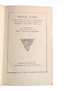 High Tide: Songs Of Joy And Vision 1924 Leather Cover Mrs Waldo Richards - Imagen 1 de 12