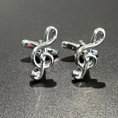 Music Treble Clef Symbol Cufflinks Men Daily Wear Birthday Gift In Box - Image 1 of 4