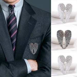 Jewellery Ladies Men Rhinestone Fashion Diamante Pin Crystal Brooch Angel Wings - Picture 1 of 11