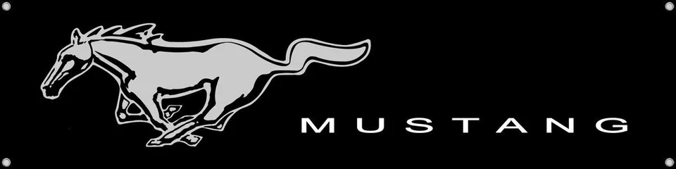 Mustang Running Horse Vinyl Banner Black 48" x 12" * Thick, Quality, FREE SHIP😎 - Image 1 of 1