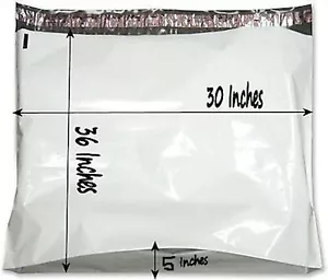 100 30x36x5 Extra Large White Poly Mailer Envelope Bag Expandable Gusseted - Picture 1 of 1