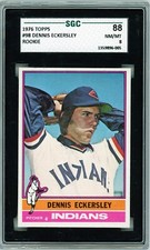 1976 TOPPS #98 DENNIS ECKERSLEY ROOKIE CARD SGC 8