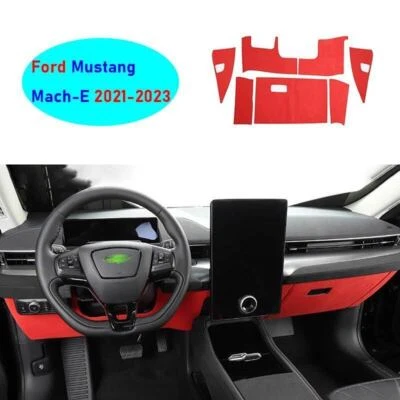 For Ford Mustang Mach-E 2021-2023 Red Suede Console Panel Dashboard Cover Trim - Image 1 of 4