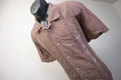 Cubavera Hawaiian Shirt Rayon Poly Floral Relaxed Short Sleeve Mens Size Large — 第 1/4 张图片