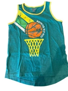 Cat & Jack Boys Green Basketball Tank Top S 6/7 Cotton Blend - Picture 1 of 5