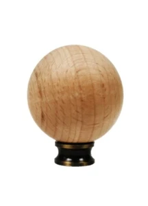 Lamp Finial-SOLID BEECH WOOD BALL-SMALL-W/Dual Thread Base-Antique Brass - Picture 1 of 4