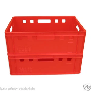 2 x E2 Eurofleischkiste, Eurokiste, Vorratsbox, Transportkiste, Stapelbox rot - Bild 1 von 1