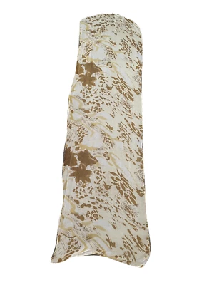 VINTAGE 1960'S SHEER SILK SCARF - ABSTRACT FLORAL LEAF PRINT - HANDROLLED HEMS - image 1 of 3