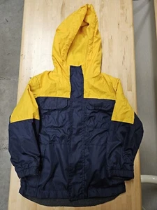 Carter's Hooded Fleece Lined Jacket SZ Boy Youth M 5 6 XS yellow navy stripesS - Picture 1 of 10