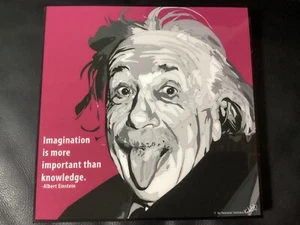 Bild POP ART Albert Einstein Science Poster, Portrait im Holzrahmen 25x25cm, NEU - Picture 1 of 4