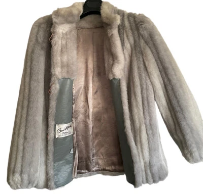 Sno-Minke Hillmoor Faux Fur Mink Coat Long Sleeve Button Vintage 1970’s Gray USA - Image 1 of 4
