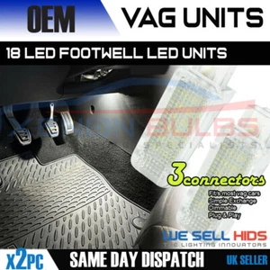 2x LED VW AUDI WHITE Footwell Door Courtesy Interior Lights A3 A4 A5 S3 Q5 Q7 - Picture 1 of 7