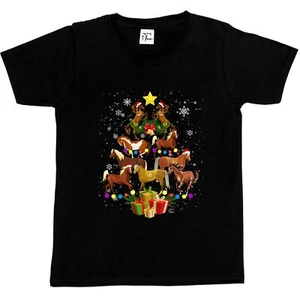 1 Tee Kinder Jungen Pferdebaum - Weihnachtsbaum aus Pferden T-Shirt - Bild 1 von 5