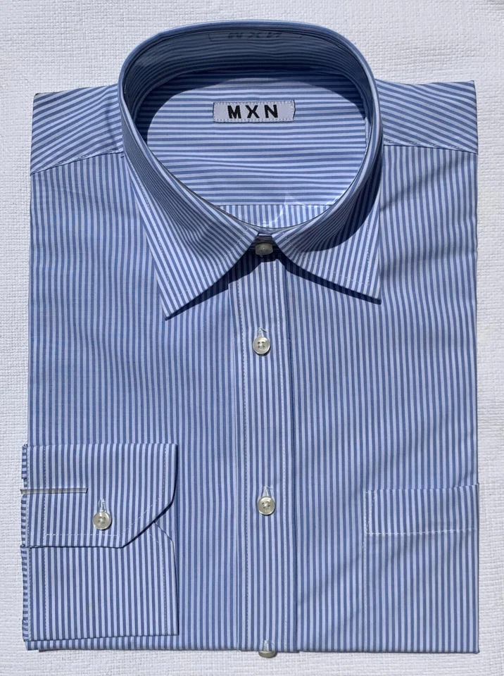 Camicia Uomo Classica Con Taschino Regular Fit Righe Bianco/Blu - Immagine 1 di 1