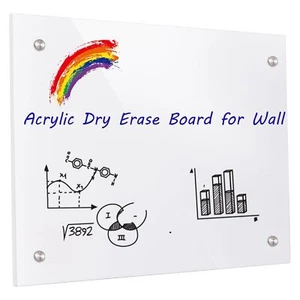 Acrylic Dry Erase White Board Wall-Mounted Sleek Design 11" x 14" White - Picture 1 of 7