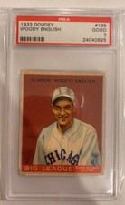 1933 Goudey Woody English Chicago Cubs Baseball Card #135 PSA GOOD 2