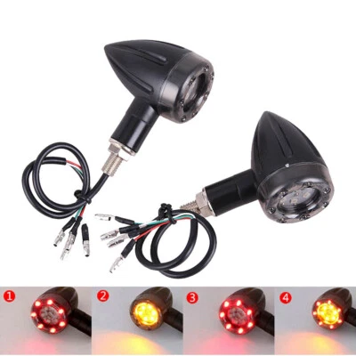 2x Luces LED intermitentes ámbar para Harley Honda Suzuki Yamaha Foto 1 de 4