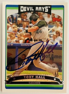 Tarjeta de béisbol Topps 2006 firmada por Toby Hall Tampa Bay Devil Rays #384 prueba de certificado de autenticidad Foto 1 de 3