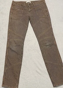 Free People Pants Size 27 Yellow Black Railroad Stripes Pin Moto Utility Stretch - Picture 1 of 11