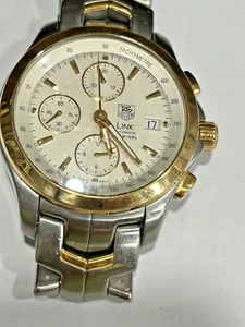 Tag Heuer Link CJF2150 Stainless Steel 18k Yellow Gold White Dial 41mm Watch - Picture 1 of 4