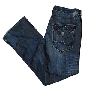 Buckle Black Label Jeans Mens 34x32 Boot Leg Embellished Dark Wash Casual Y2K - Picture 1 of 12