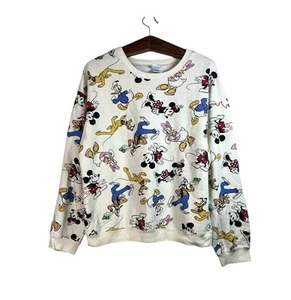 Disney Women’s Sweatshirt Mickey Minnie Daisy Donald Pluto Multicolored Size XL - Picture 1 of 9