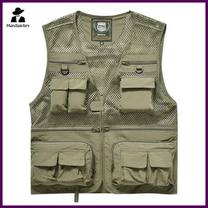 Men's Summer Mesh Vest Multi-pocketed Photography Fisherman Waistcoat Coat S-6XL - Picture 1 of 29