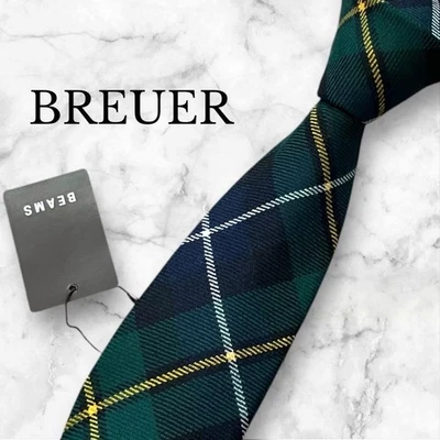 Gravata xadrez verde tartan Breuer não usada com etiqueta - Imagem 1 de 3