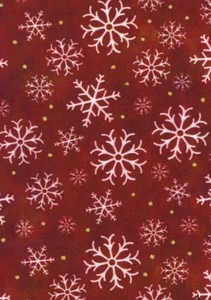 Winter Solstice II•Snowflakes, Snowflake Fabric•Cott•*BTY*Red/Wh/Metallic Gold - Picture 1 of 3