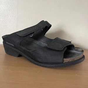 Sandalias MEPHISTO de cuero nobuck negras talla 41 cómodas correas sin cordones Lagenlook - Imagen 1 de 15