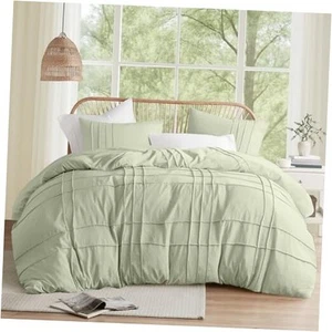 Sage Cal King Size Comforter Set - 3 Piece Pintuck California King Sage Green - Picture 1 of 7